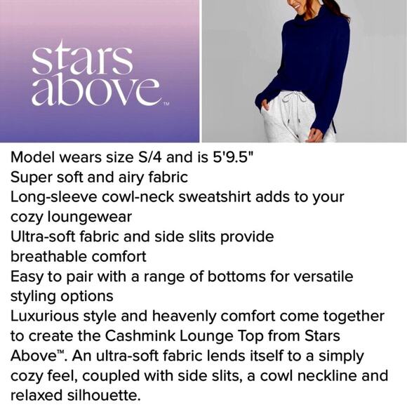 Stars Above NWT Navy Cowl Neck Sweatshirt Women M - Picture 12 of 12
